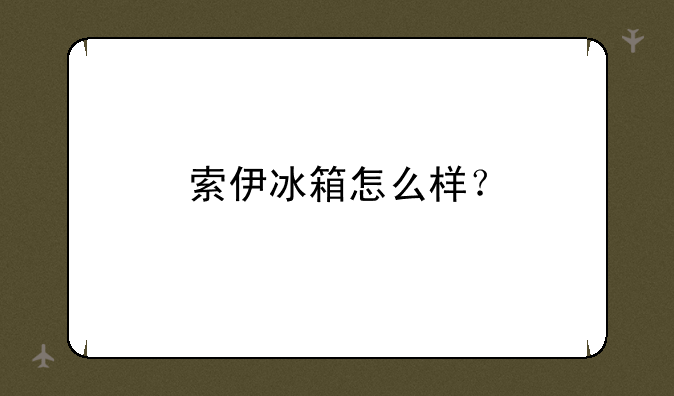 索伊冰箱怎么样？