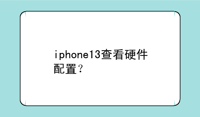 iphone13查看硬件配置？