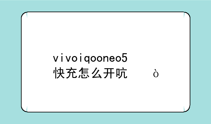 vivoiqooneo5快充怎么开启？