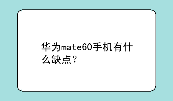 华为mate60手机有什么缺点？