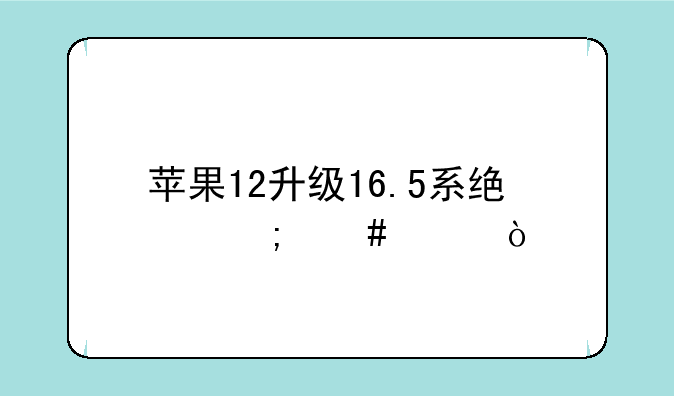 苹果12升级16.5系统怎么样？