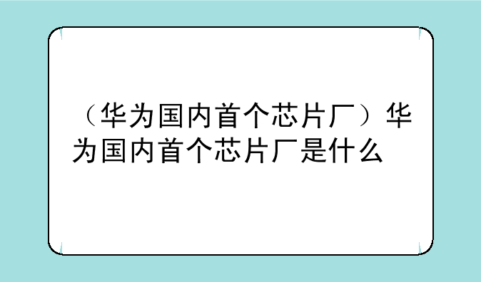 （华为国内首个芯片厂）华为国内首个芯片厂是什么
