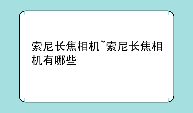 索尼长焦相机~索尼长焦相机有哪些
