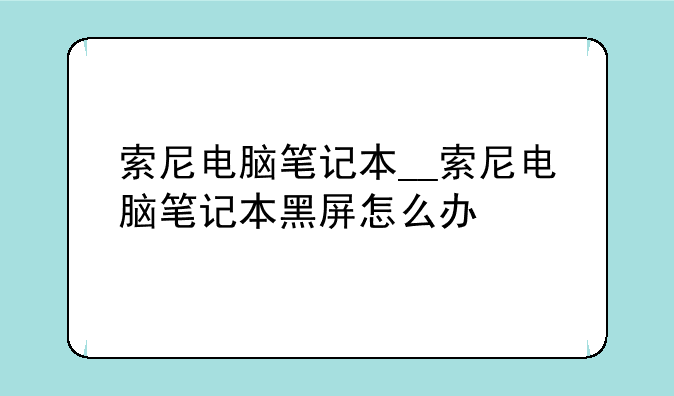 索尼电脑笔记本__索尼电脑笔记本黑屏怎么办