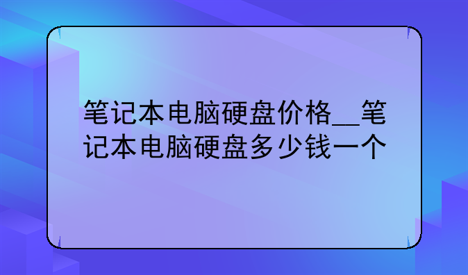 笔记本电脑硬盘价格__笔记本电脑硬盘多少钱一个
