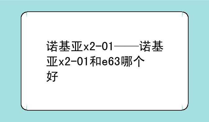 诺基亚x2-01——诺基亚x2-01和e63哪个好