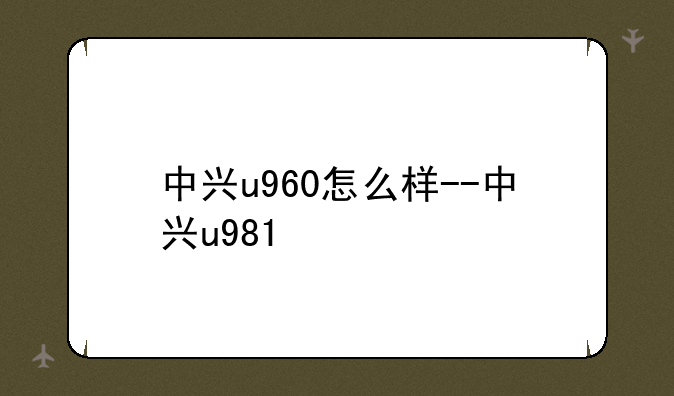 中兴u960怎么样--中兴u981