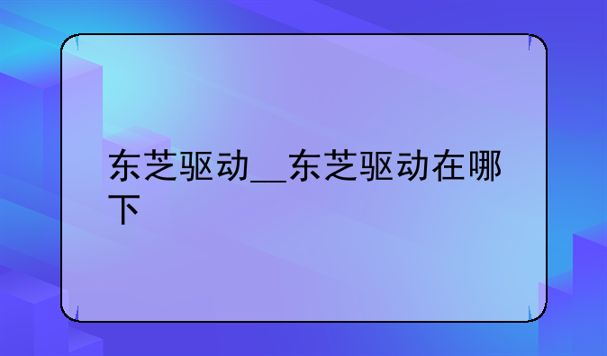 东芝驱动__东芝驱动在哪下