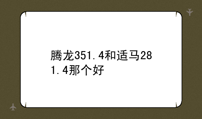 腾龙351.4和适马281.4那个好