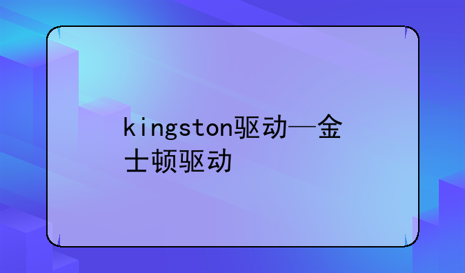 kingston驱动—金士顿驱动